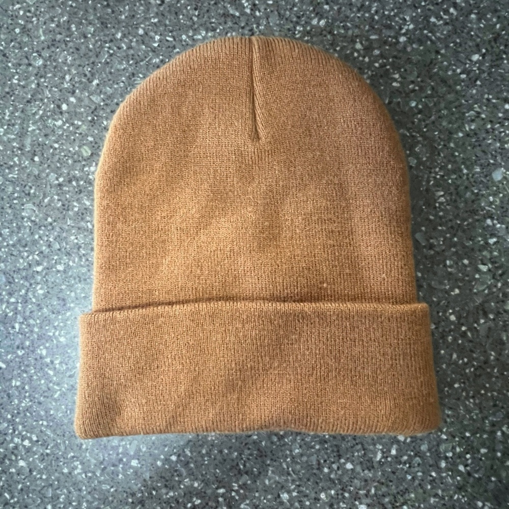 Carhartt Tan Knit Beanie Classic Winter Outdoor Snow Fall Cozy Warm - Picture 3 of 3